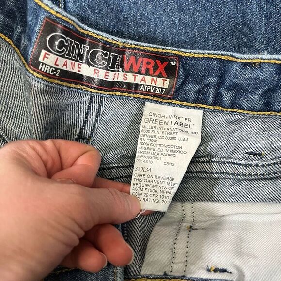 CINCH WRX HRC-2 ATPV 20.7 Flame Resistant Mens 29x 34 Blue Denim Straight Jean - Picture 6 of 6
